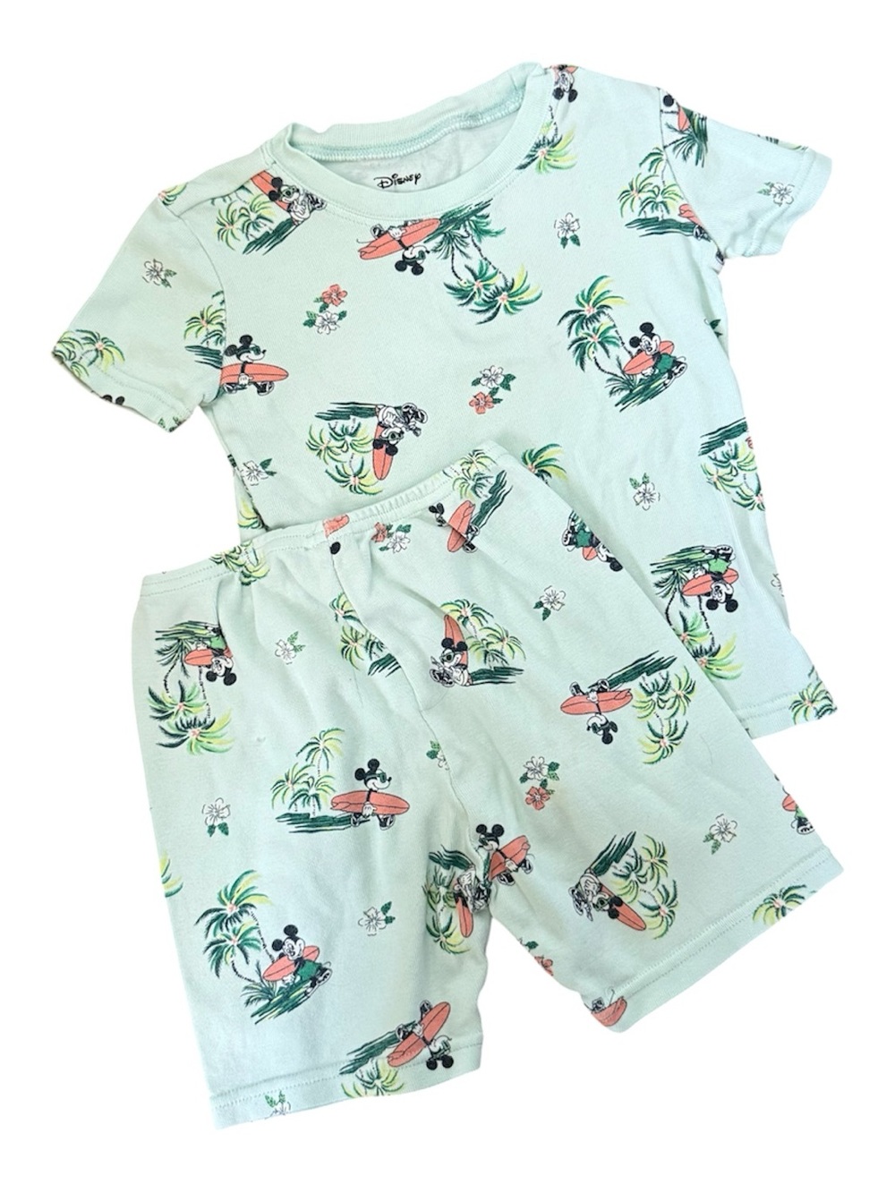Janie & Jack x Disney Pajamas Tropical Mickey Mouse Green Surf Size 5 Palm Trees